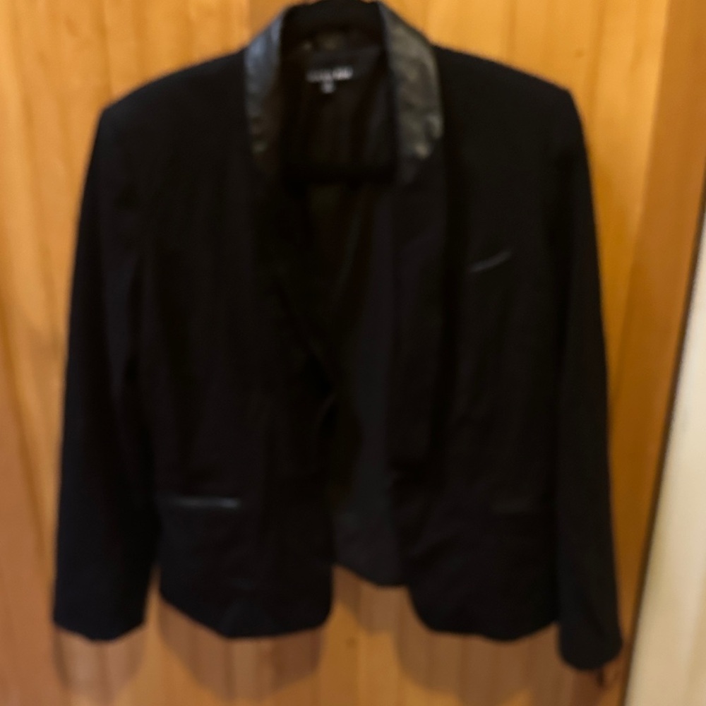 Gianni Bini Blazer Black with Leather Accents